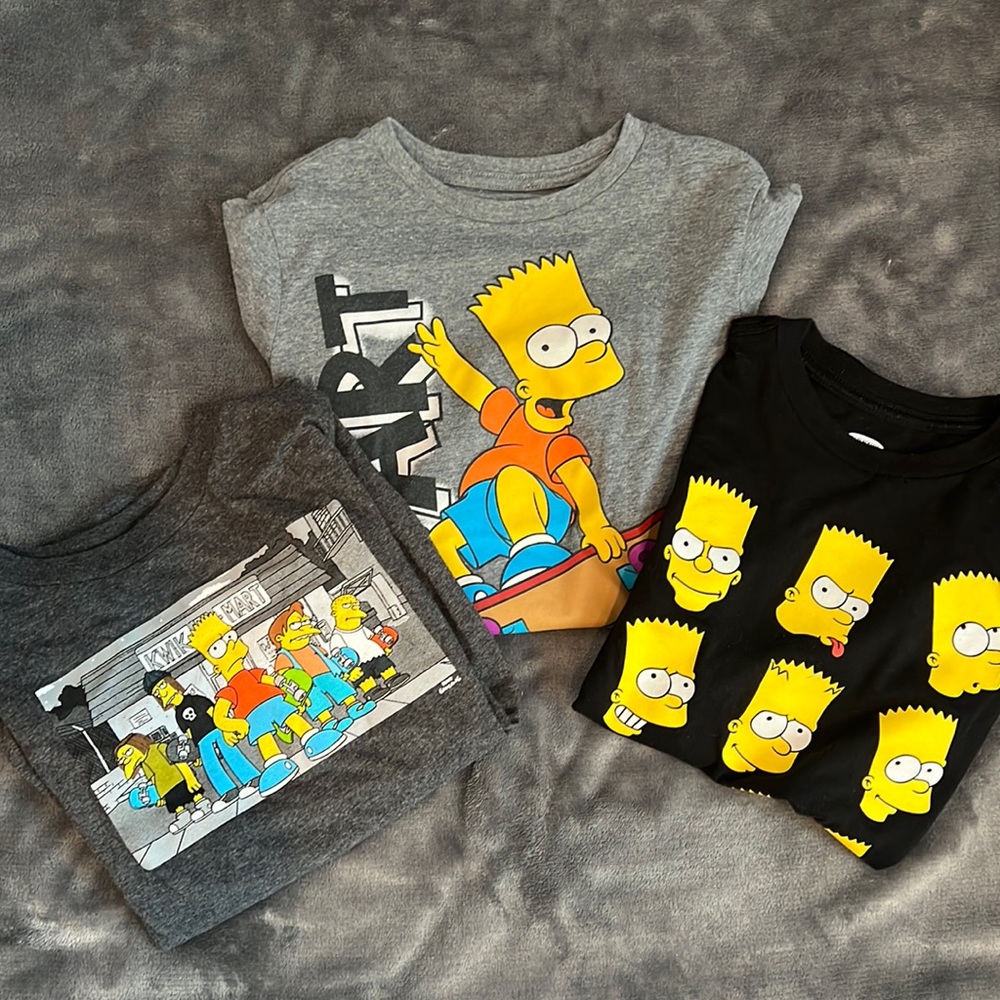 Bart Simpson skateboard T-shirt lot EUC 3 shirts sizes 8 & 6/7